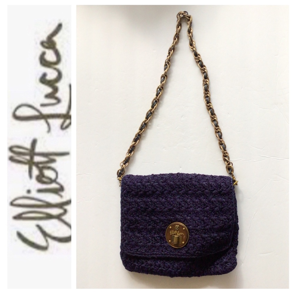 ELLIOT LUCCA NAVY BLUE CROCHET SHOULDER BAG